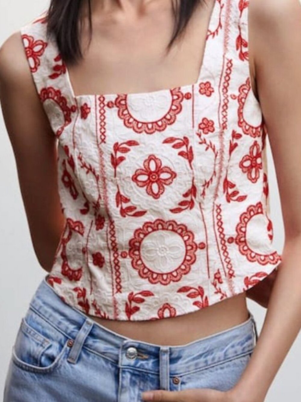 Mango Embroidered Cotton Top